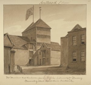 Vue des entrepôts de laine dans Bermondsey Street, 1828 - John Chessell Buckler